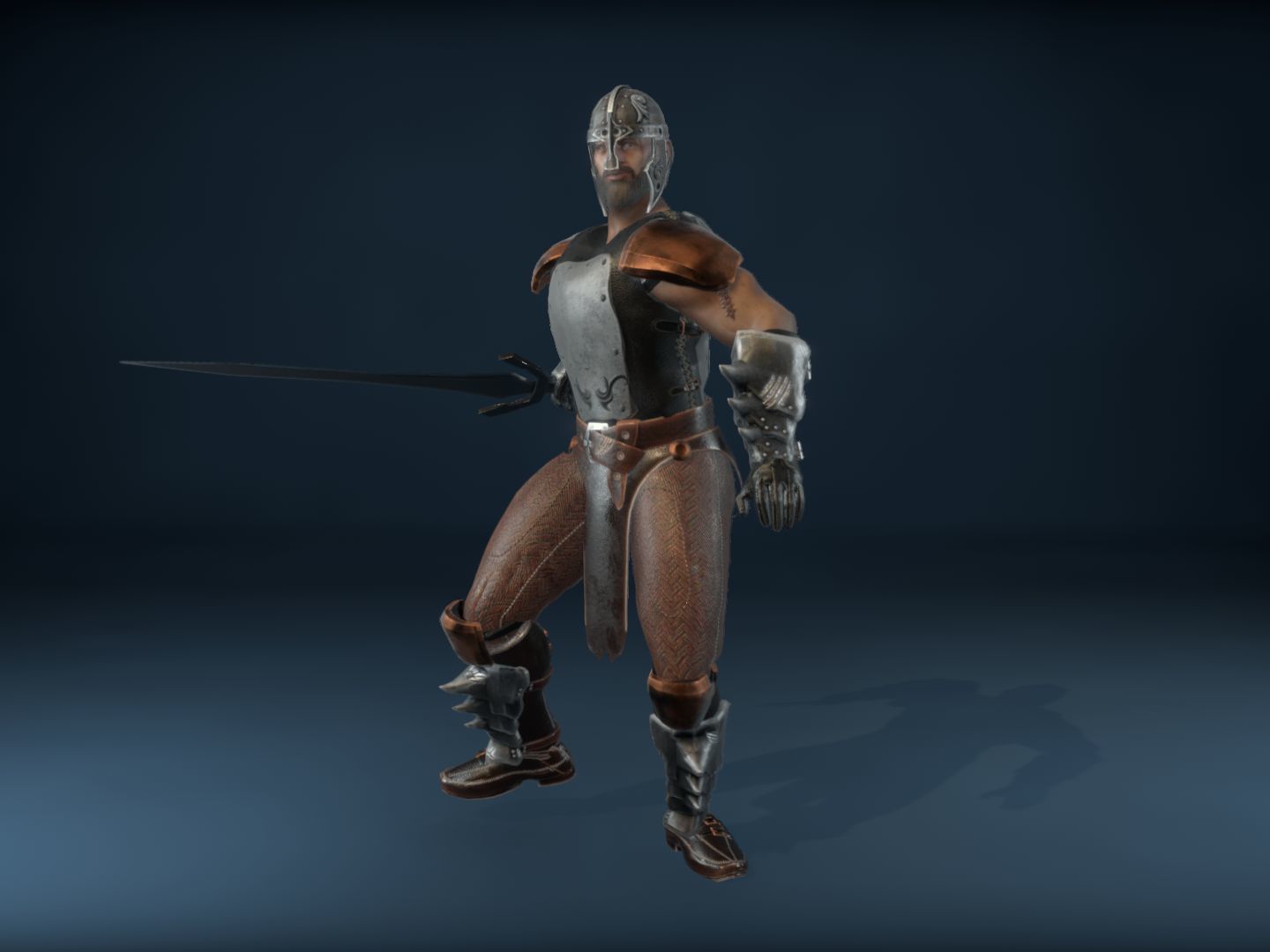 Medieval Warrior Low-poly 3D model_15