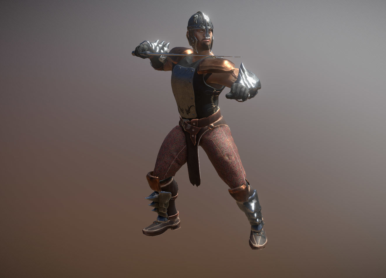 Medieval Warrior Low-poly 3D model_2