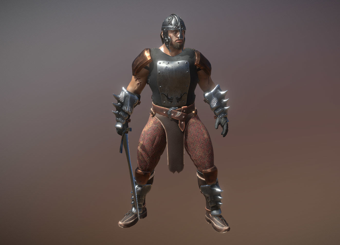 Medieval Warrior Low-poly 3D model_3