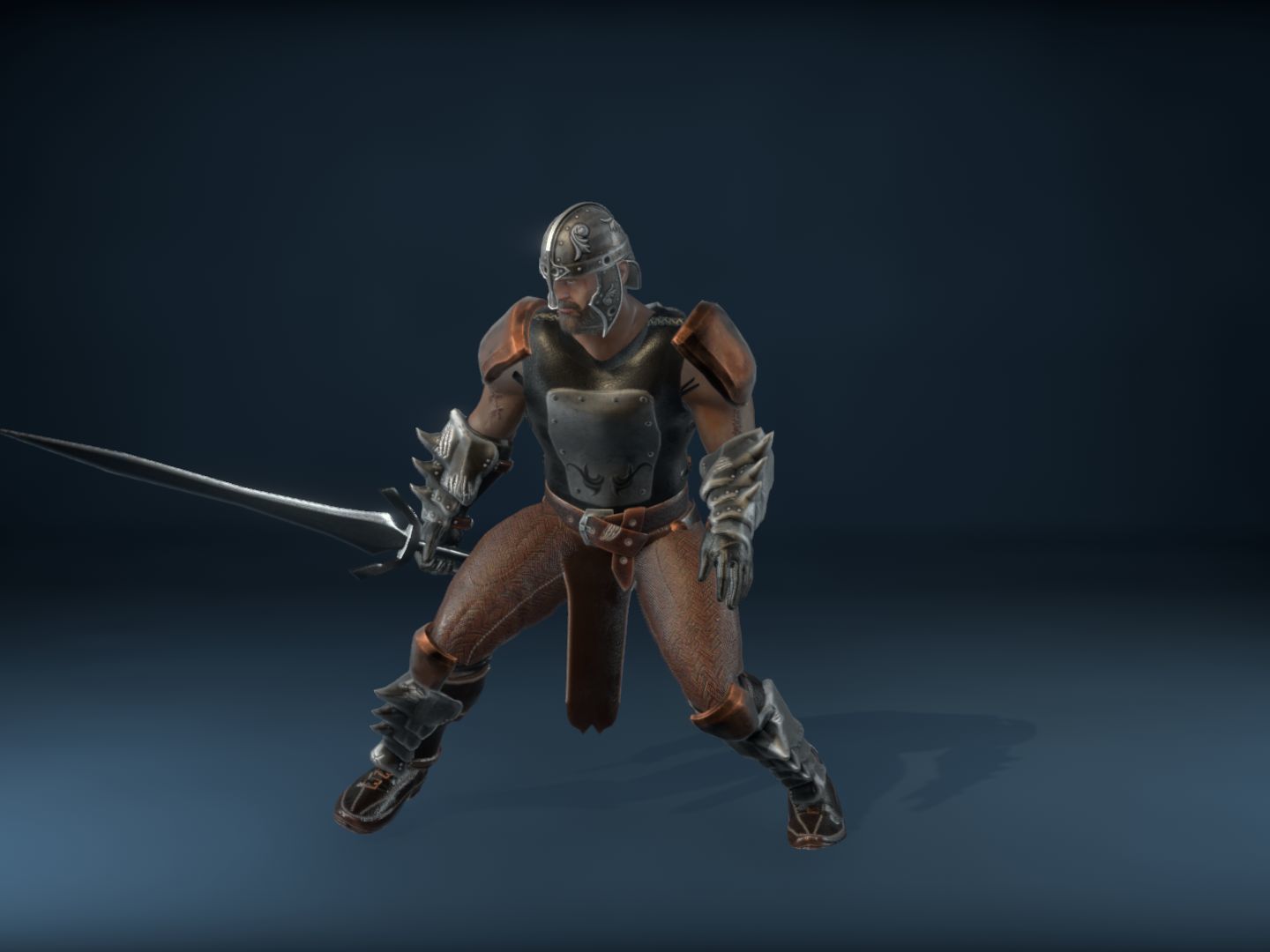 Medieval Warrior Low-poly 3D model_21