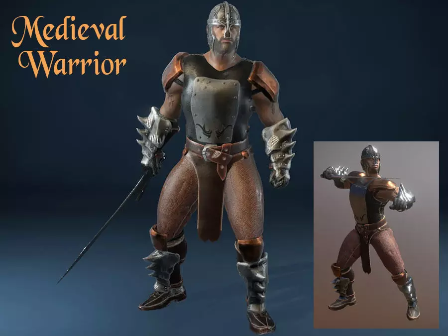 Medieval Warrior Low-poly 3D model_0