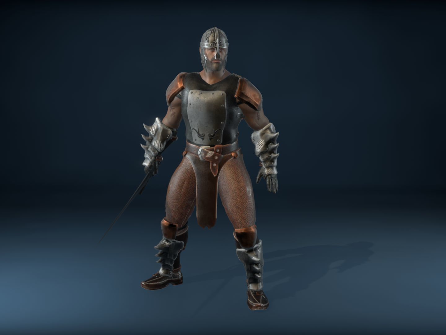 Medieval Warrior Low-poly 3D model_9