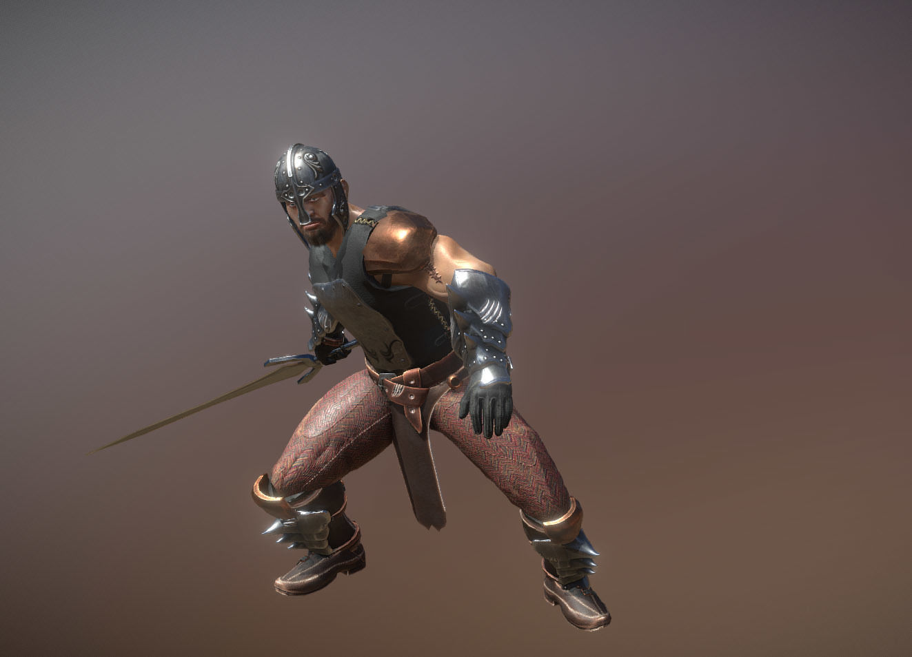 Medieval Warrior Low-poly 3D model_4