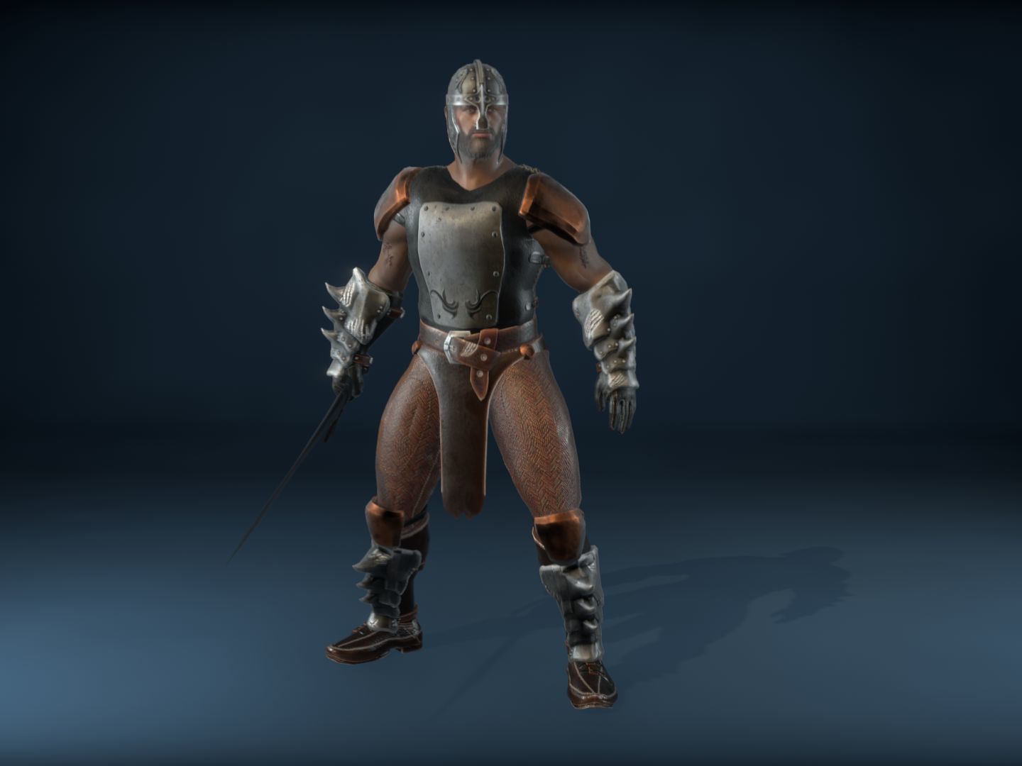 Medieval Warrior Low-poly 3D model_12