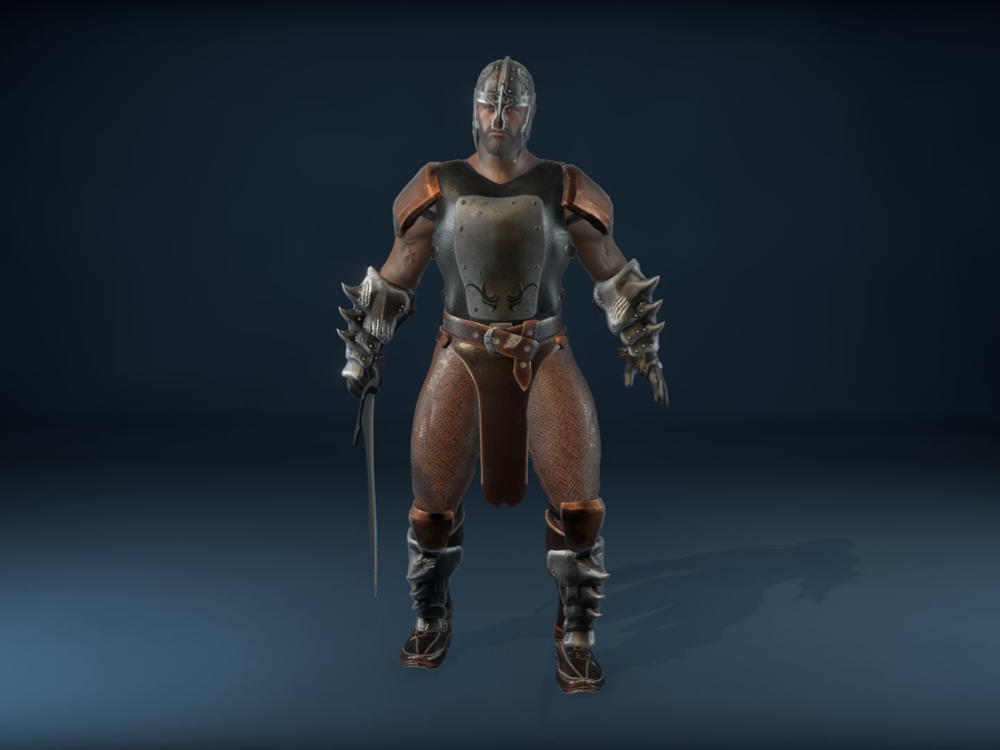 Medieval Warrior Low-poly 3D model_6