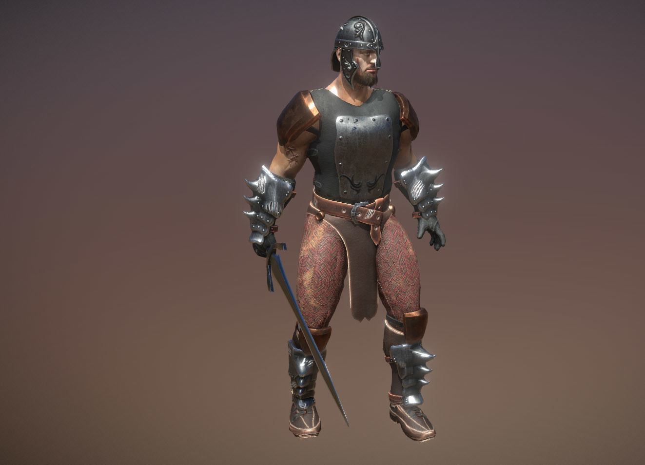 Medieval Warrior Low-poly 3D model_5
