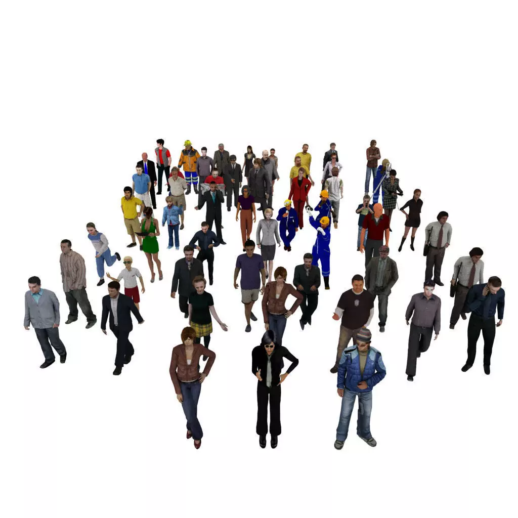 People Pack 55 People Low-poly 3D model_0