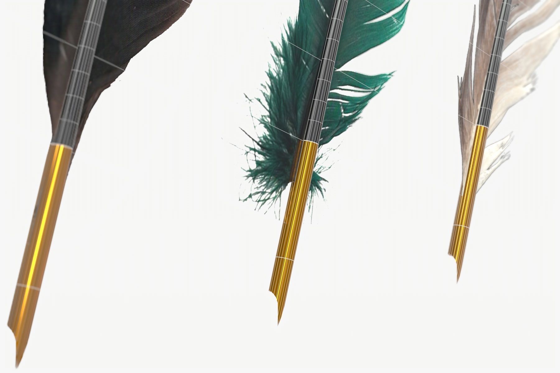 Feathers Pens pack Low-poly 3D model_6