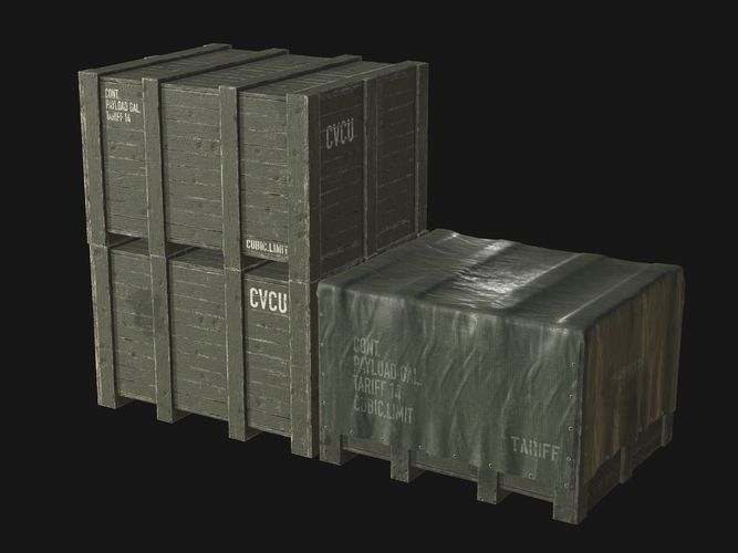 Military Cargo Crates PBR Low-poly 3D model