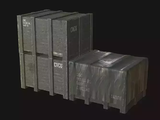 Military Cargo Crates PBR Low-poly 3D model