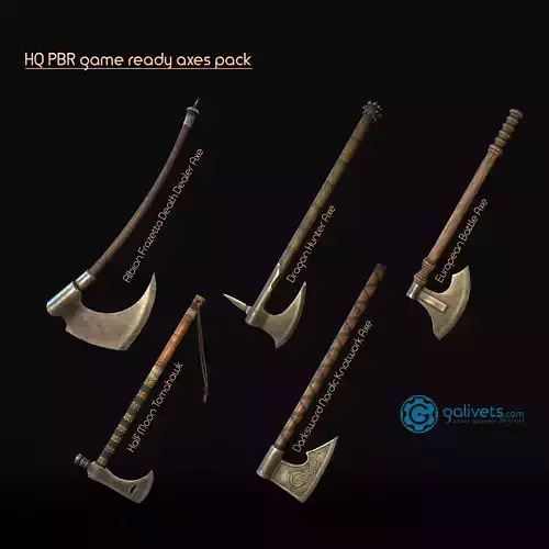 Axes pack Low-poly 3D model