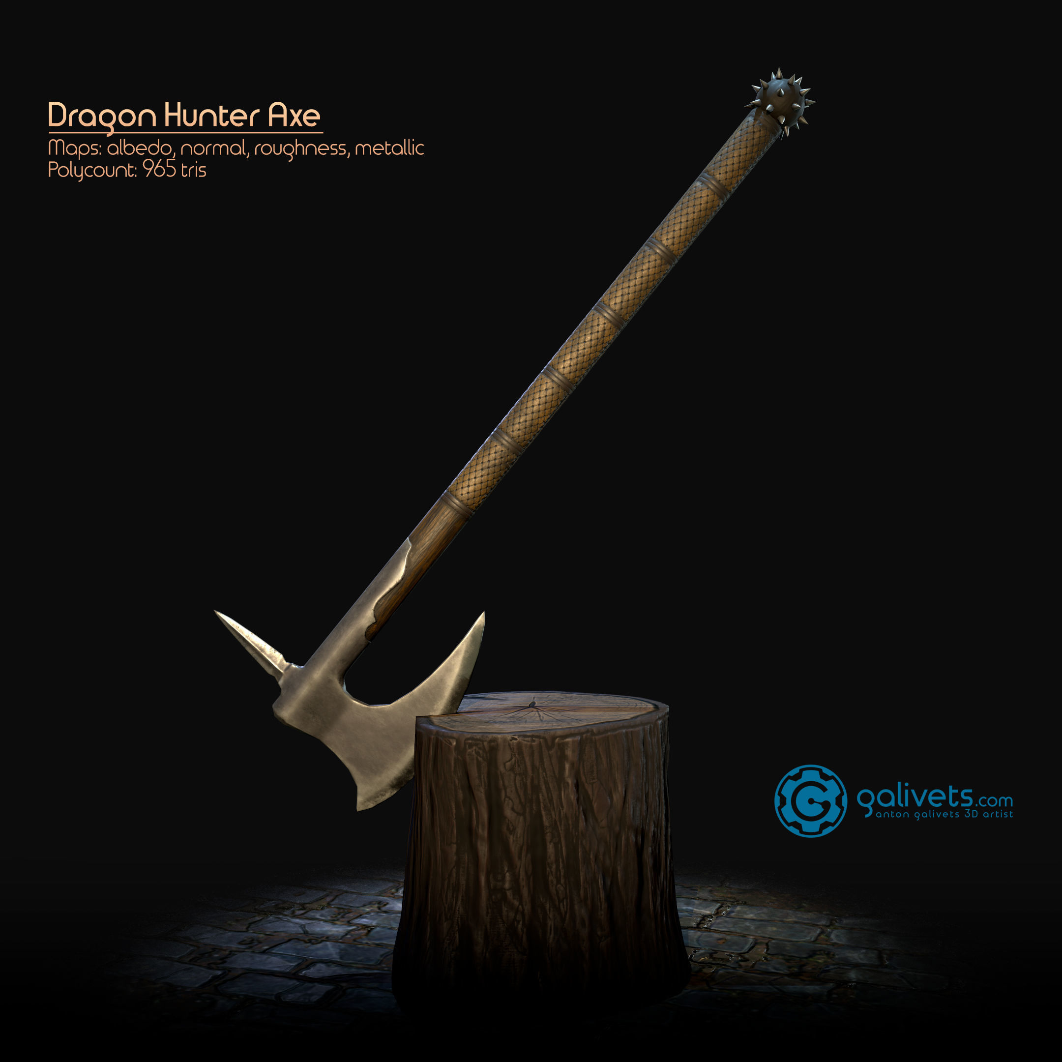 Axes pack Low-poly 3D model_7