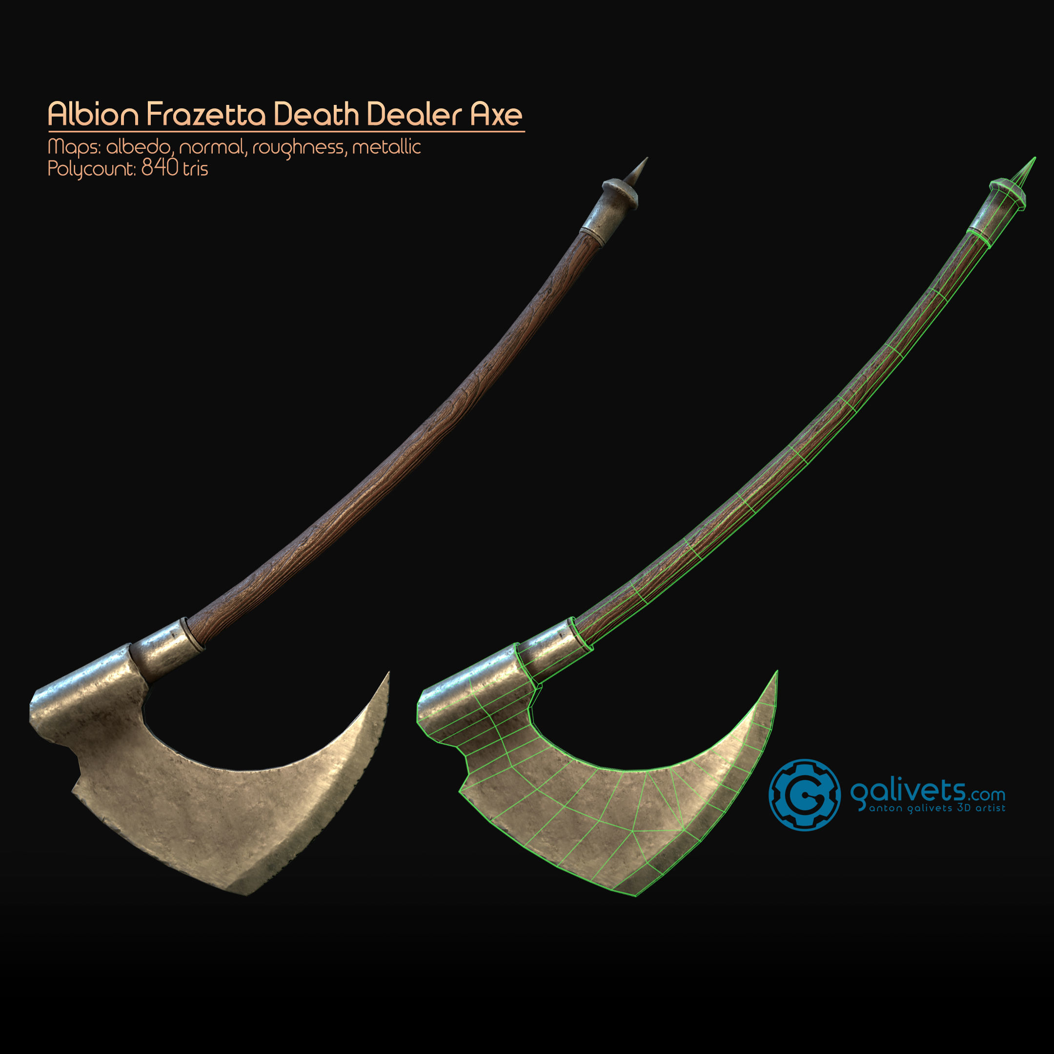 Axes pack Low-poly 3D model_2