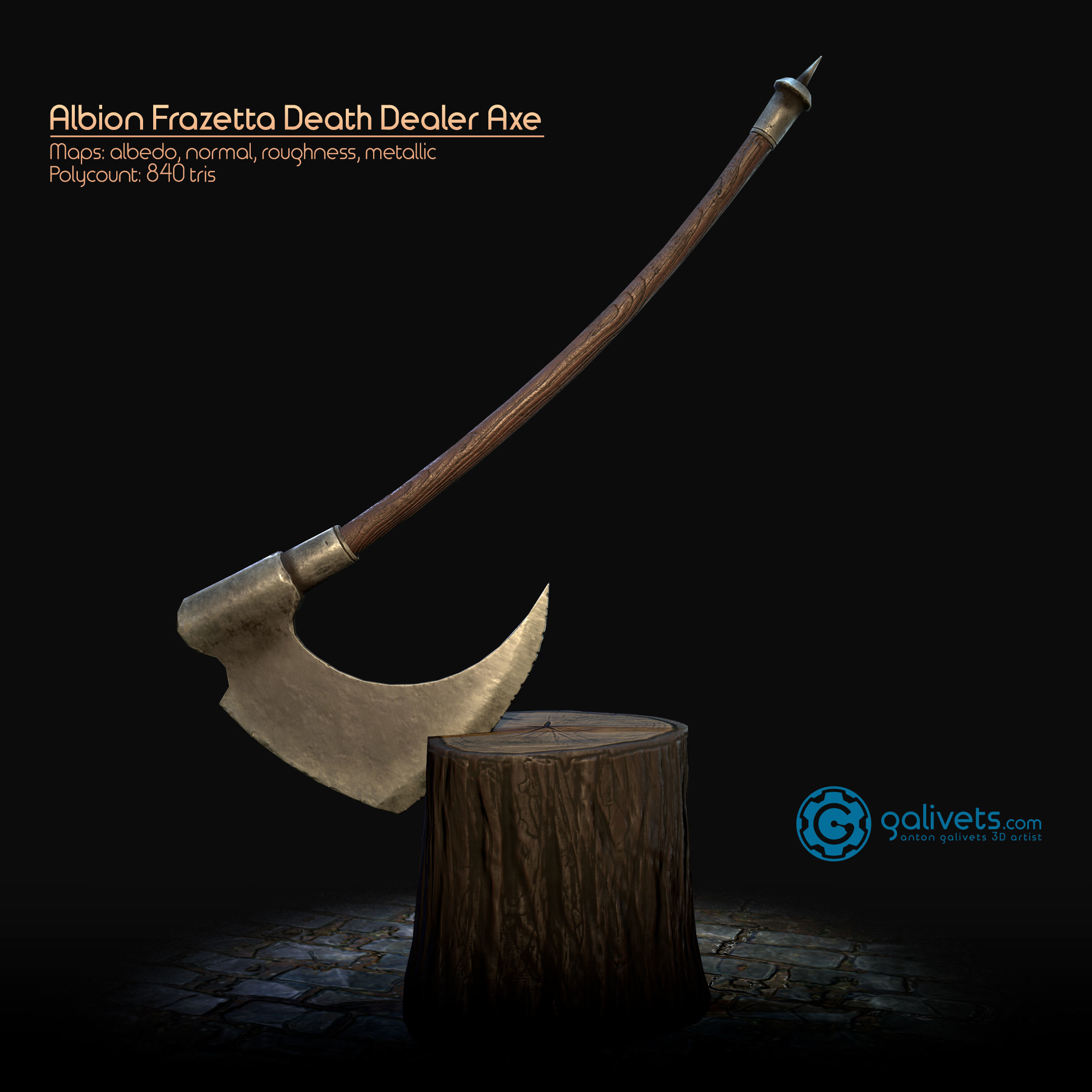 Axes pack Low-poly 3D model_1