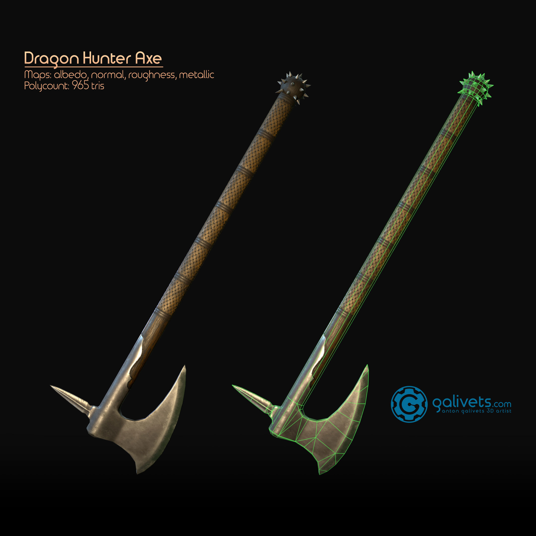 Axes pack Low-poly 3D model_8