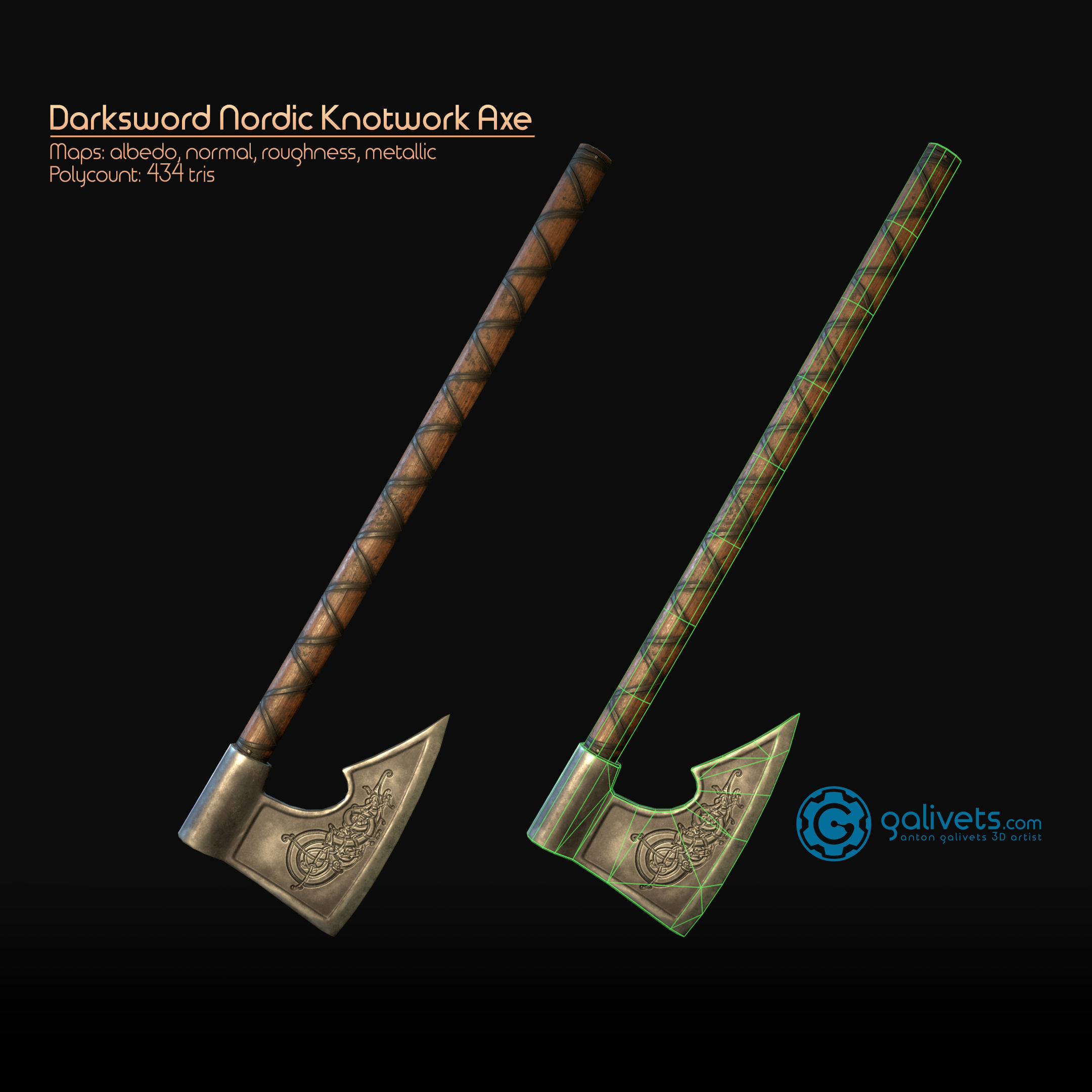 Axes pack Low-poly 3D model_4