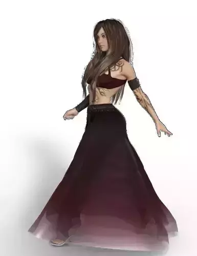 Gypsy woman in long dress 3D model