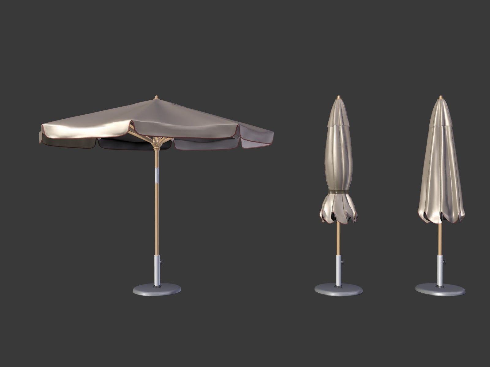 Umbrella Patio Parasol 2 Low-poly 3D model_1