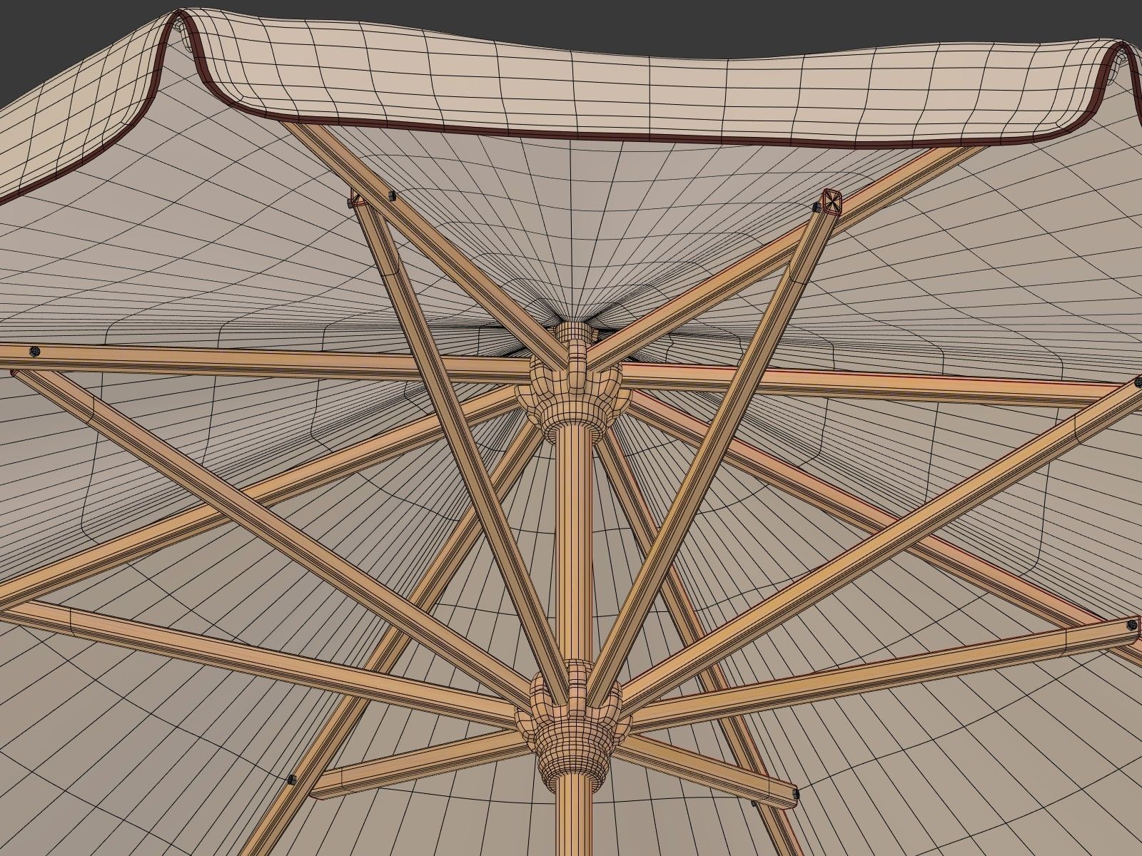 Umbrella Patio Parasol 2 Low-poly 3D model_9