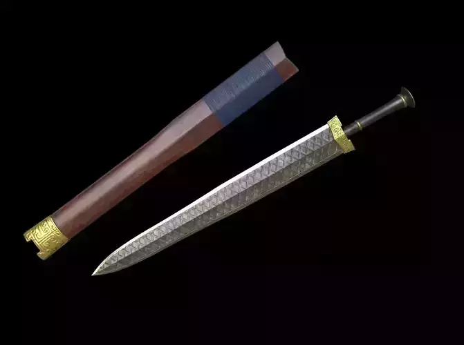 Fantasy Ancient Chinese Sword Low-poly 3D model
