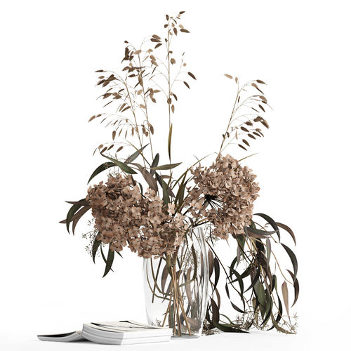 Dry bouquet and book 3D model