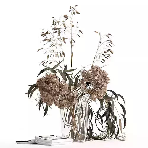 Dry bouquet and book 3D model