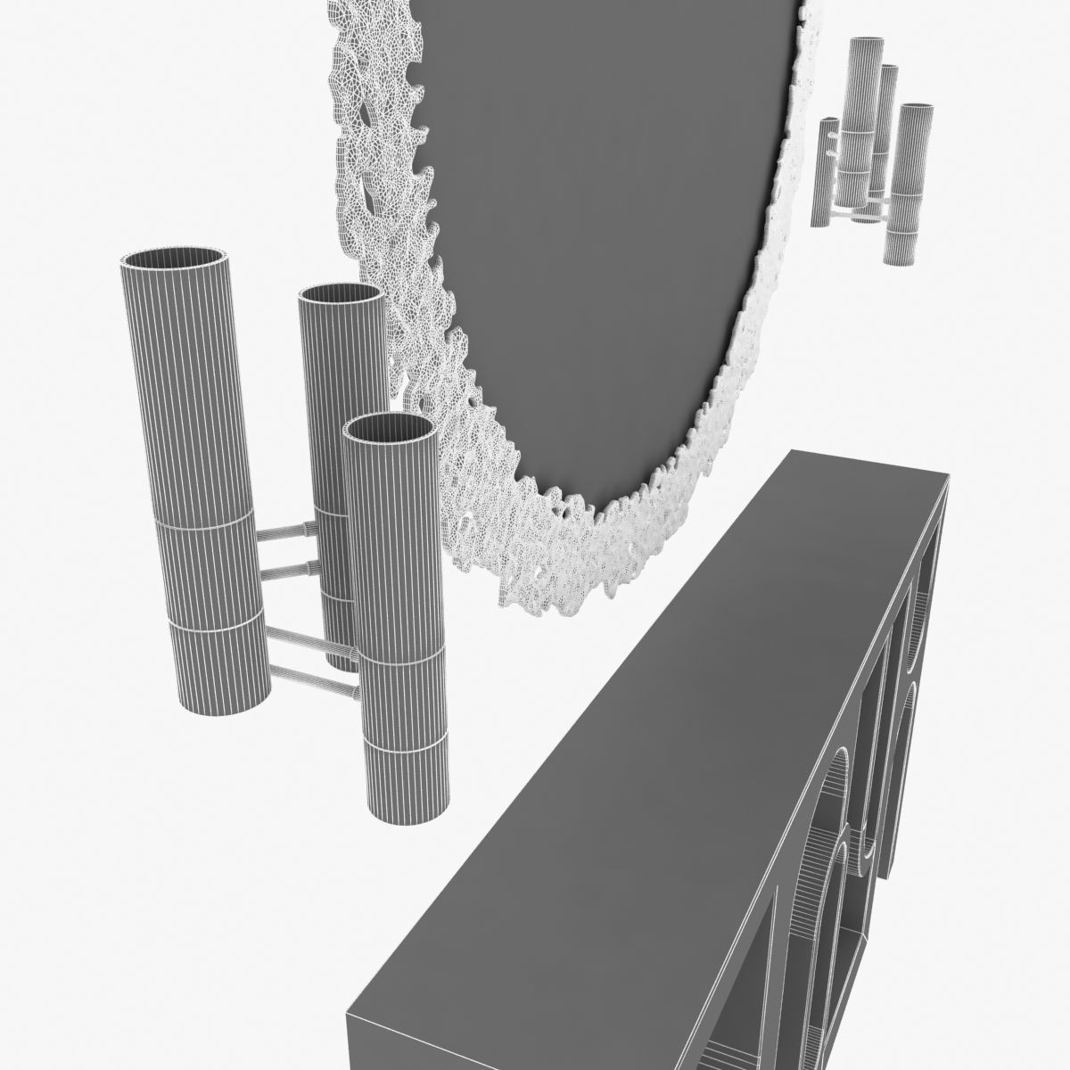 Brabbu cay mirror colosseum console and ombak wall light 3D model_10