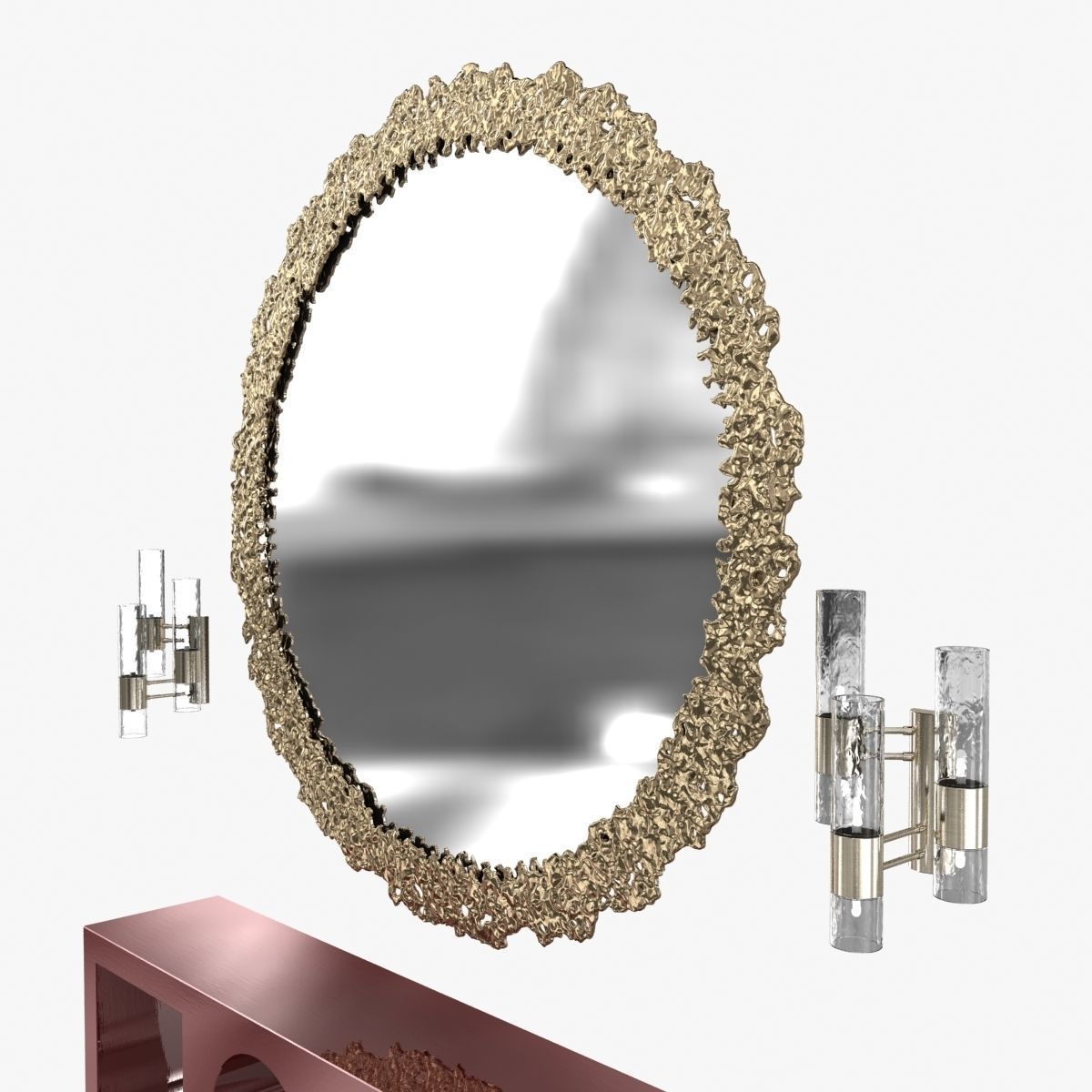 Brabbu cay mirror colosseum console and ombak wall light 3D model_2