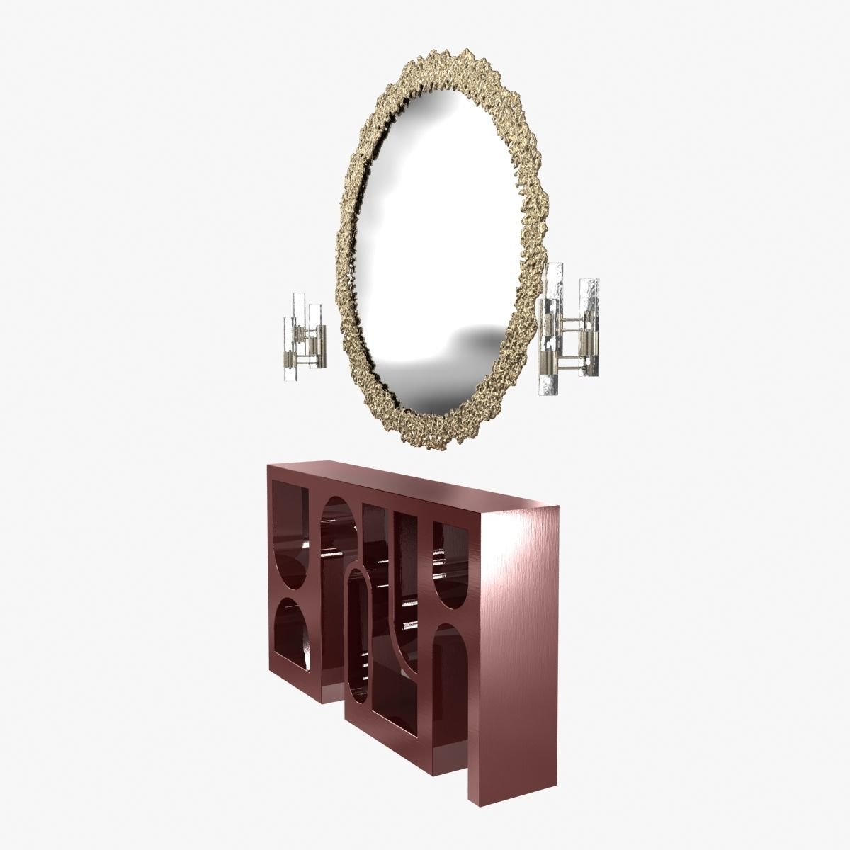 Brabbu cay mirror colosseum console and ombak wall light 3D model_1