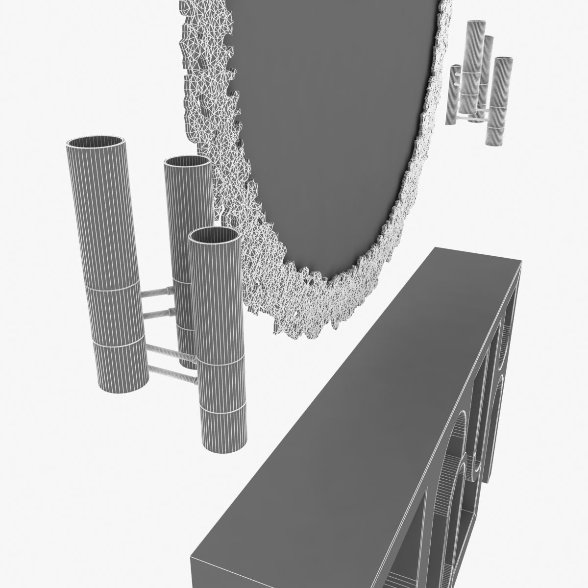 Brabbu cay mirror colosseum console and ombak wall light 3D model_9