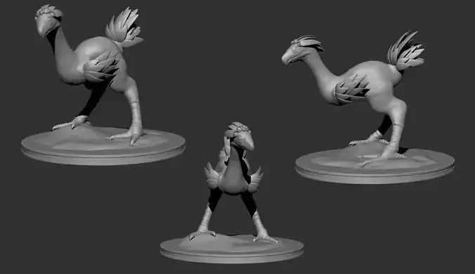 chocobo three ostrich figurines
