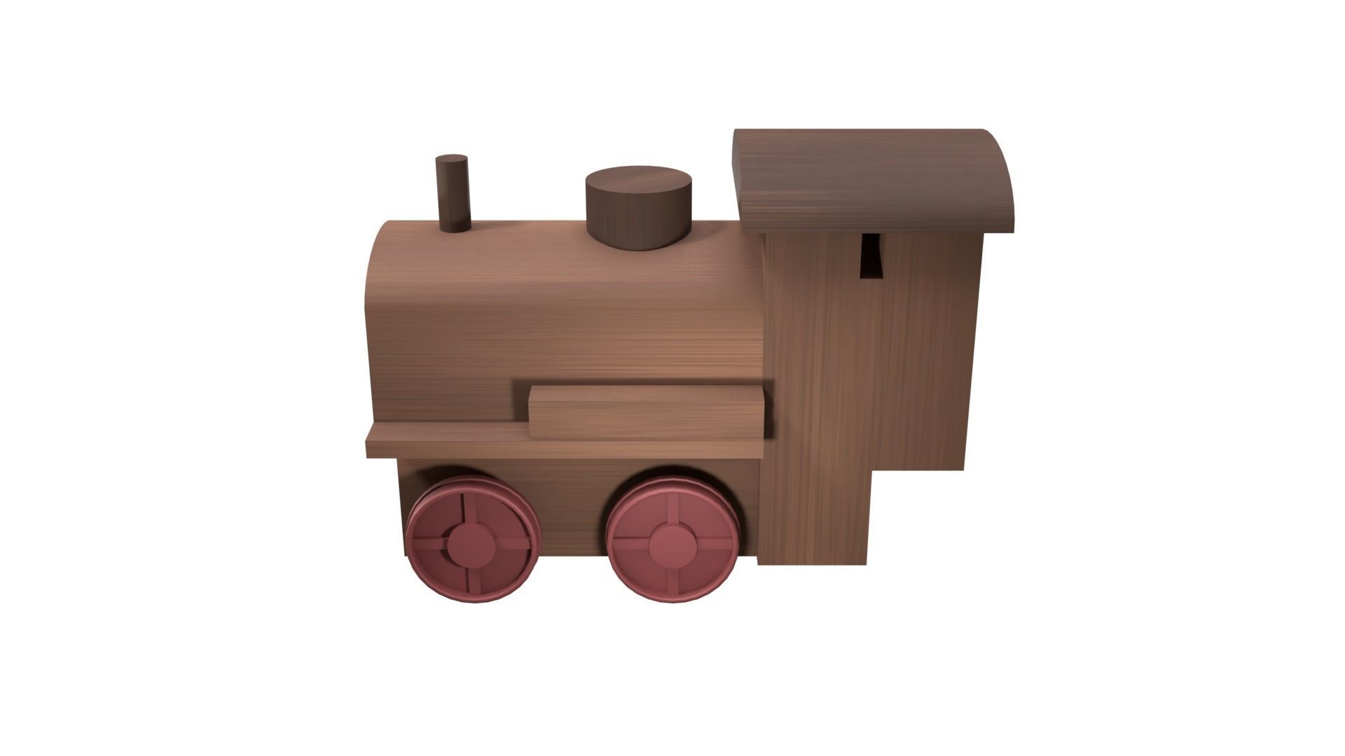 Low Poly Wooden Toy Train Low-poly 3D model_3