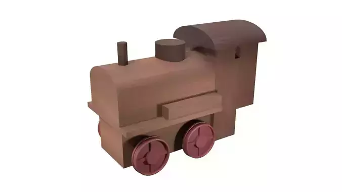 Low Poly Wooden Toy Train