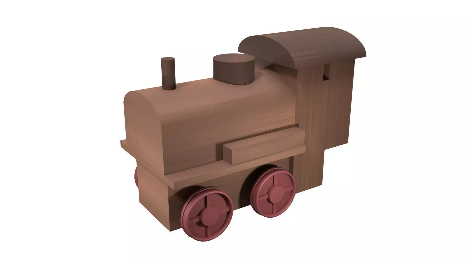 Low Poly Wooden Toy Train Low-poly 3D model_0