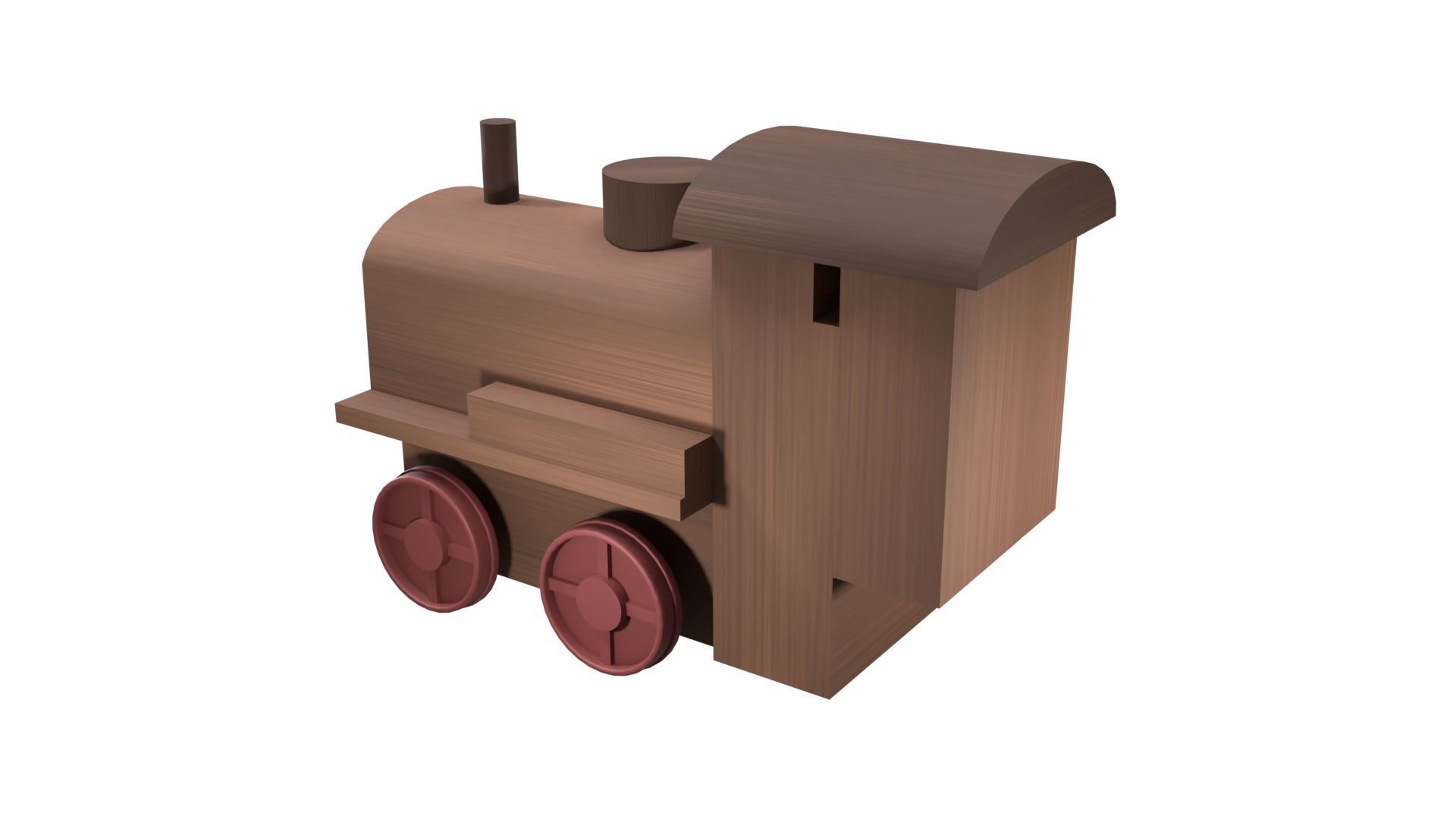 Low Poly Wooden Toy Train Low-poly 3D model_4