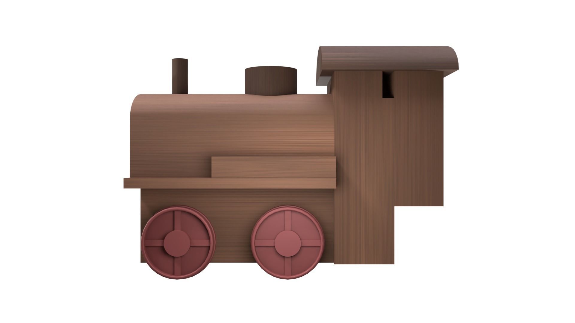Low Poly Wooden Toy Train Low-poly 3D model_2