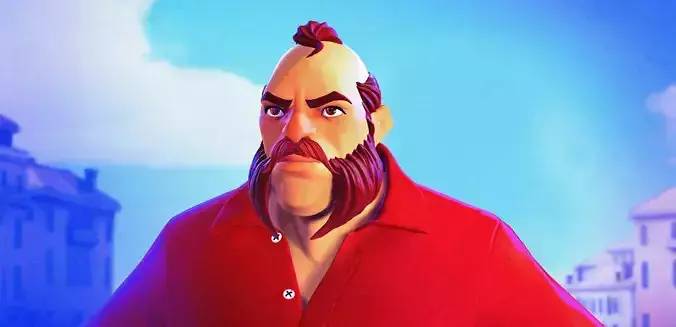 Cartoon man in shirt Low-poly 3D model