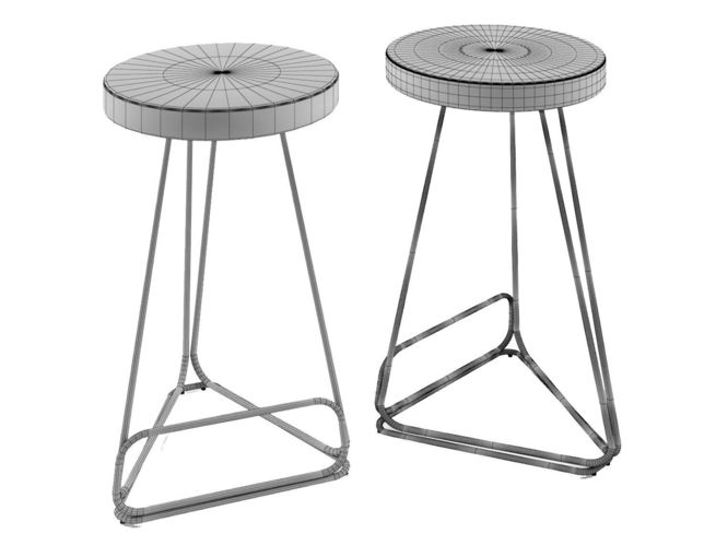 Delta Counter Stool Low-poly 3D model 5