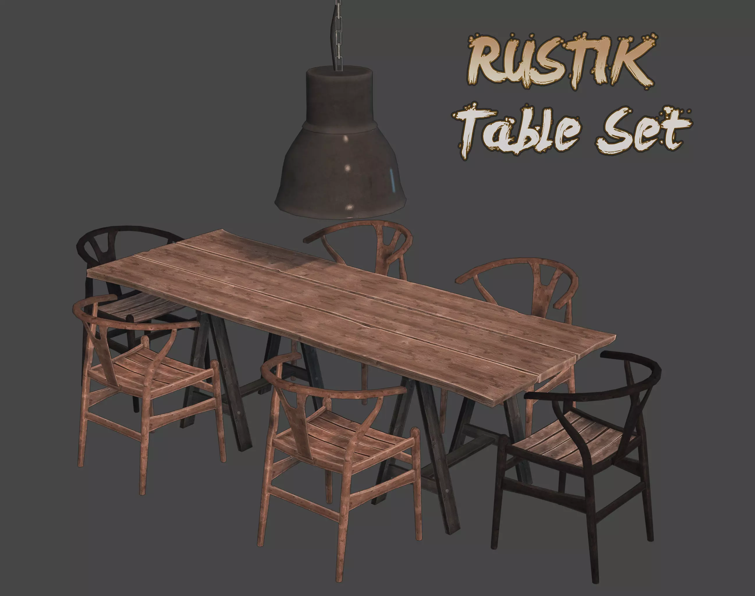RUSTIK Table Set Low-poly 3D model