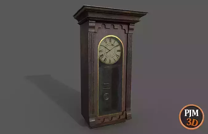 Old Clock wall Version 01A Low-poly 3D model