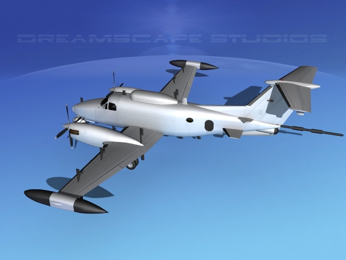 Beechcraft RC-12N  Guardrail Bare Metal 3D model_8