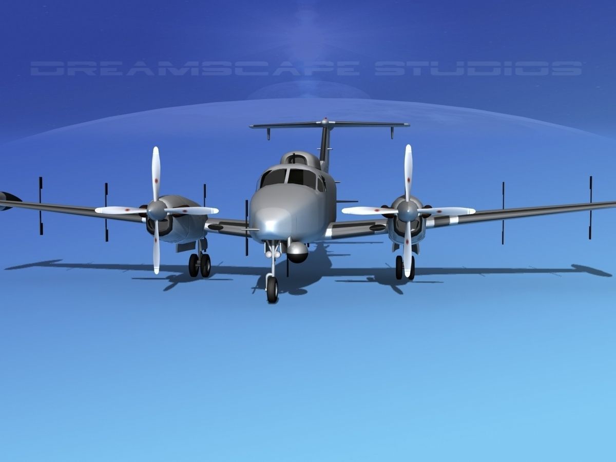Beechcraft RC-12N  Guardrail Bare Metal 3D model_1