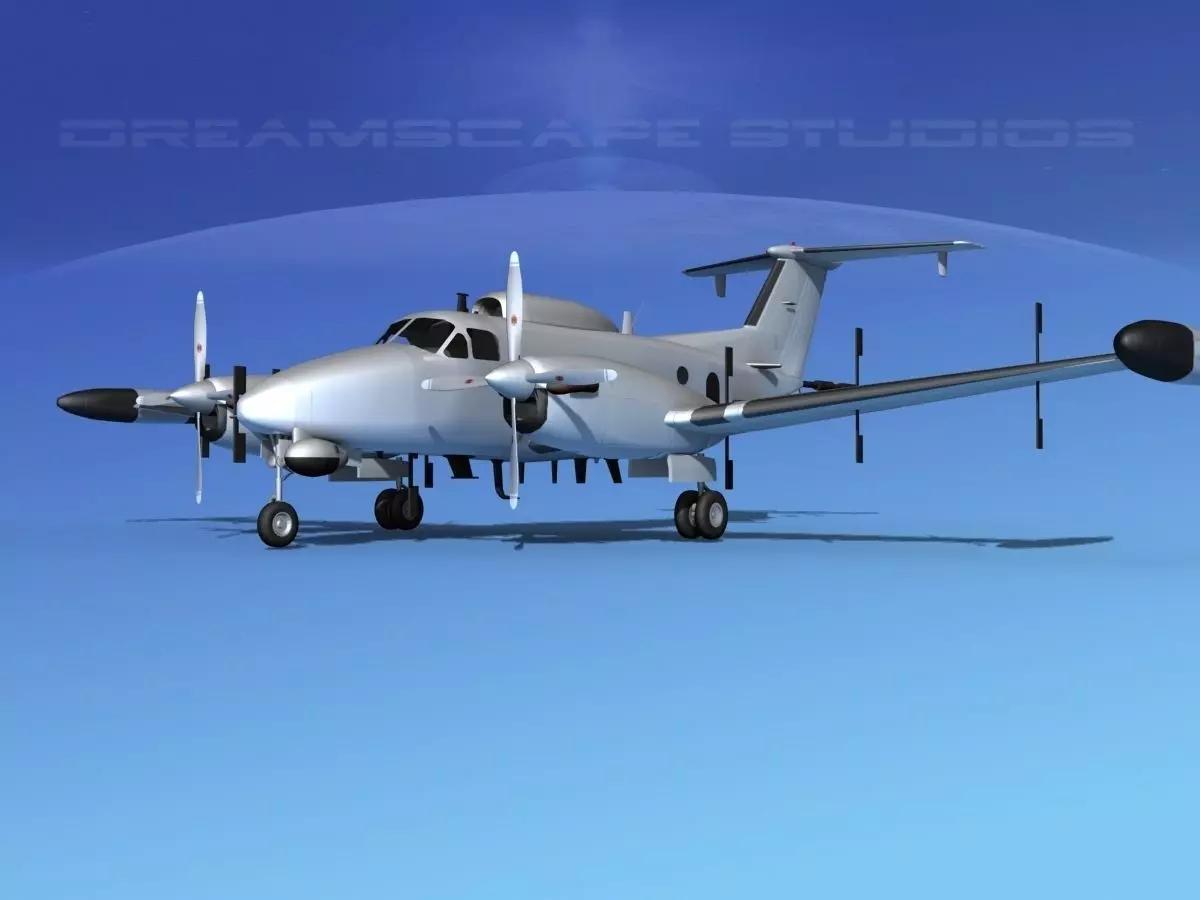 Beechcraft RC-12N  Guardrail Bare Metal 3D model_0