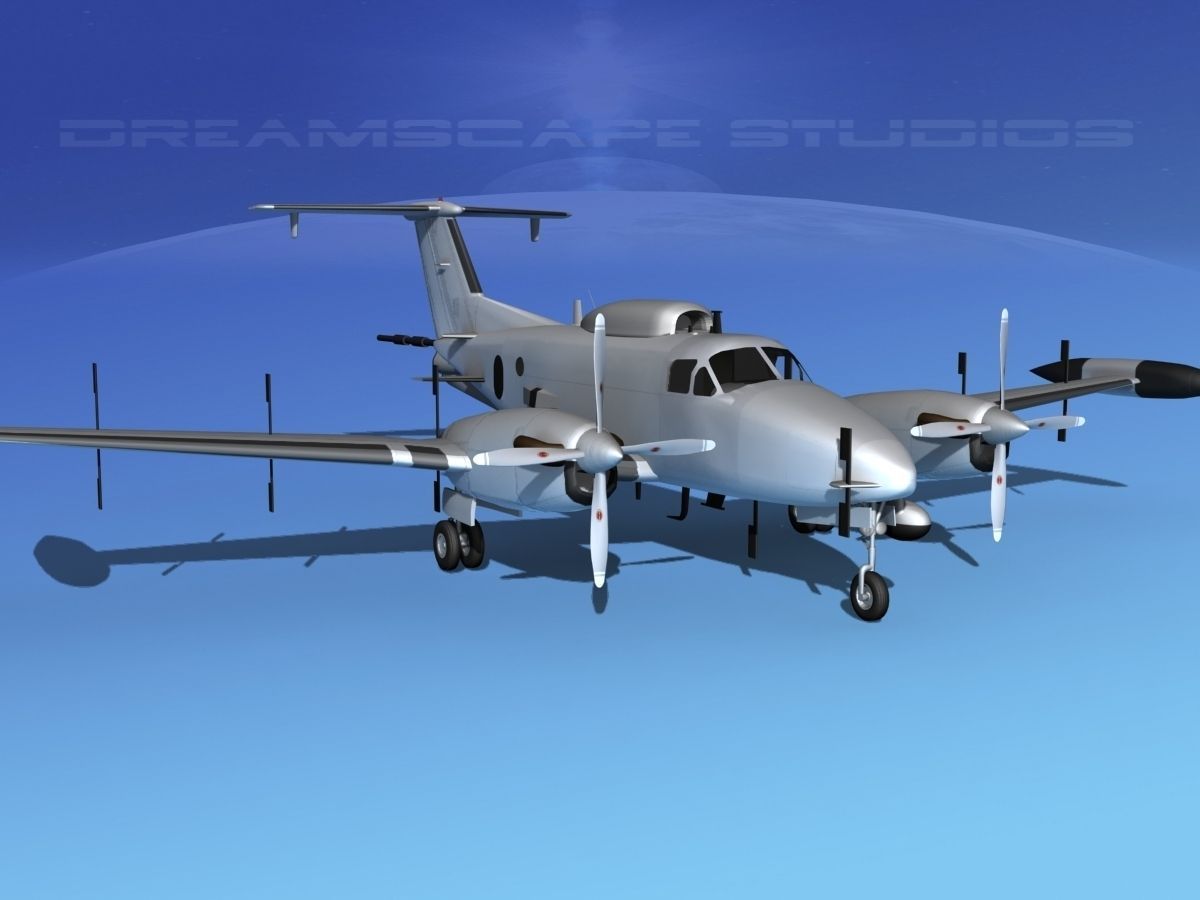 Beechcraft RC-12N  Guardrail Bare Metal 3D model_2