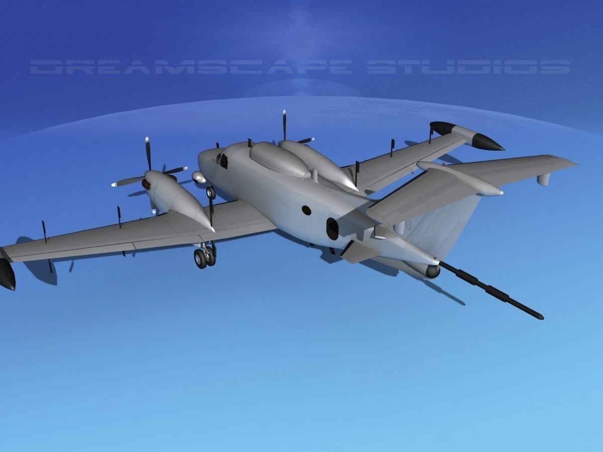 Beechcraft RC-12N  Guardrail Bare Metal 3D model_7