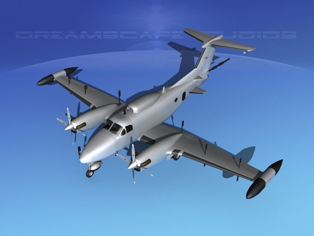 Beechcraft RC-12N  Guardrail Bare Metal 3D model_10