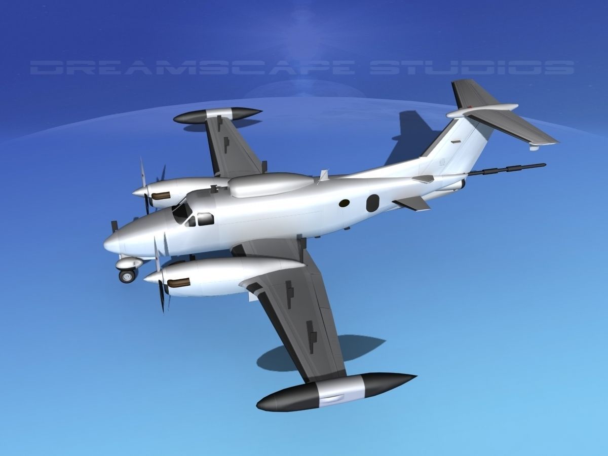 Beechcraft RC-12N  Guardrail Bare Metal 3D model_9