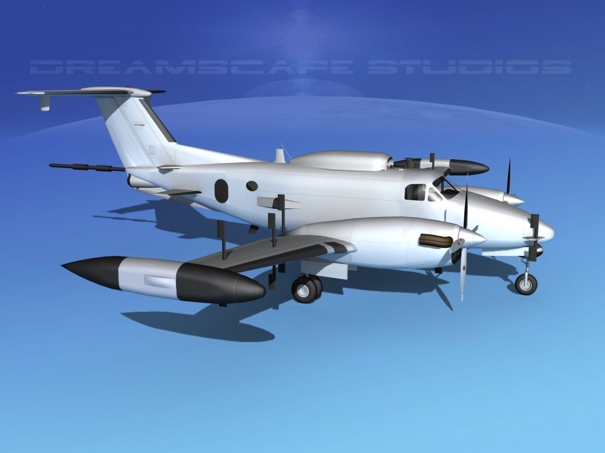 Beechcraft RC-12N  Guardrail Bare Metal 3D model_3