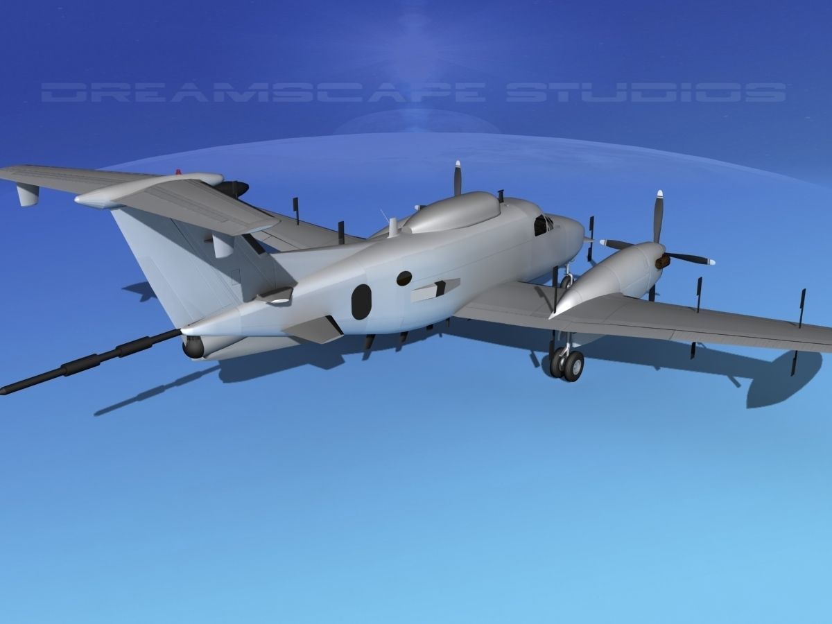 Beechcraft RC-12N  Guardrail Bare Metal 3D model_5