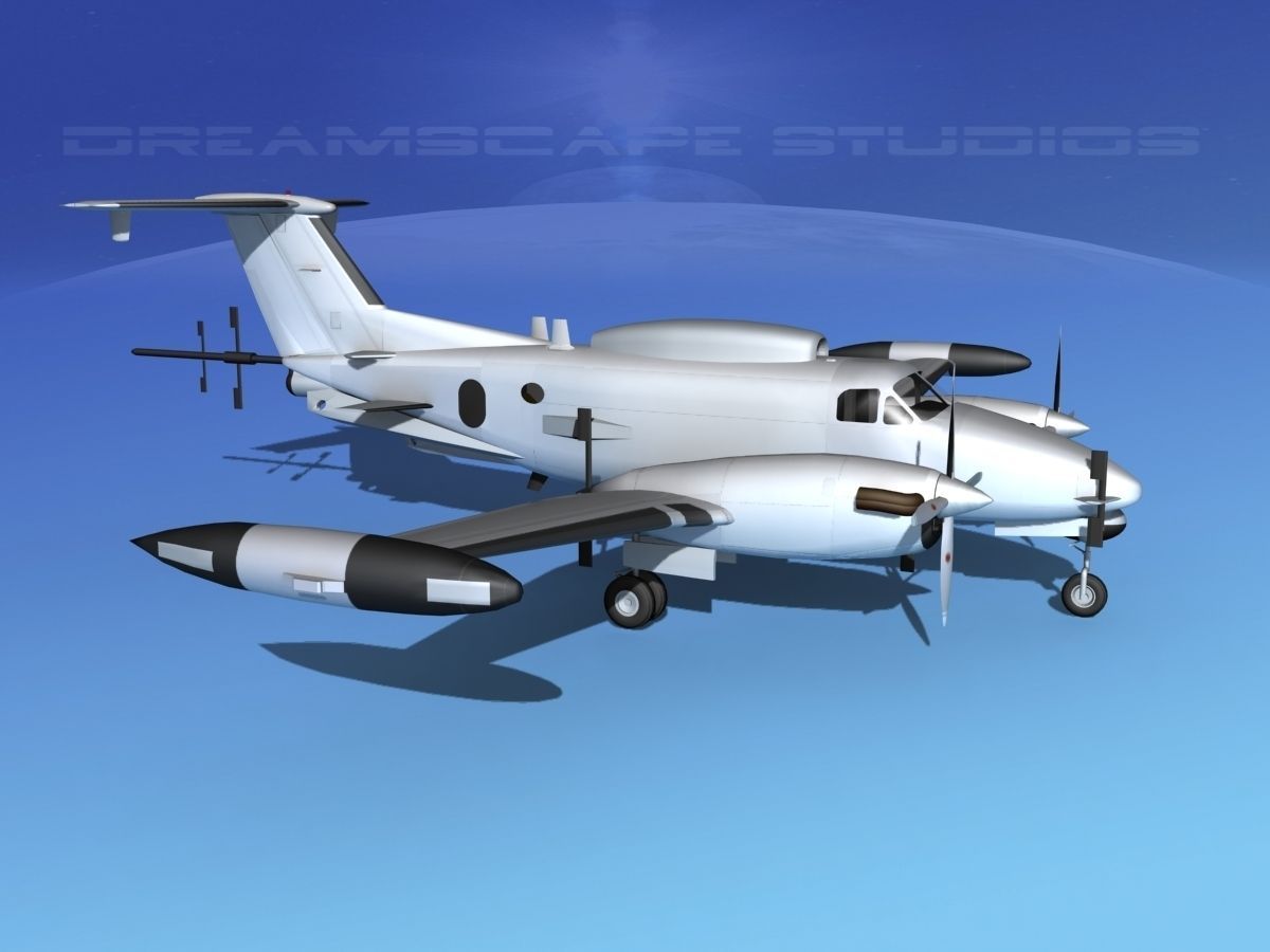 Beechcraft RC-12Q Guardrail Bare Metal 3D model_3